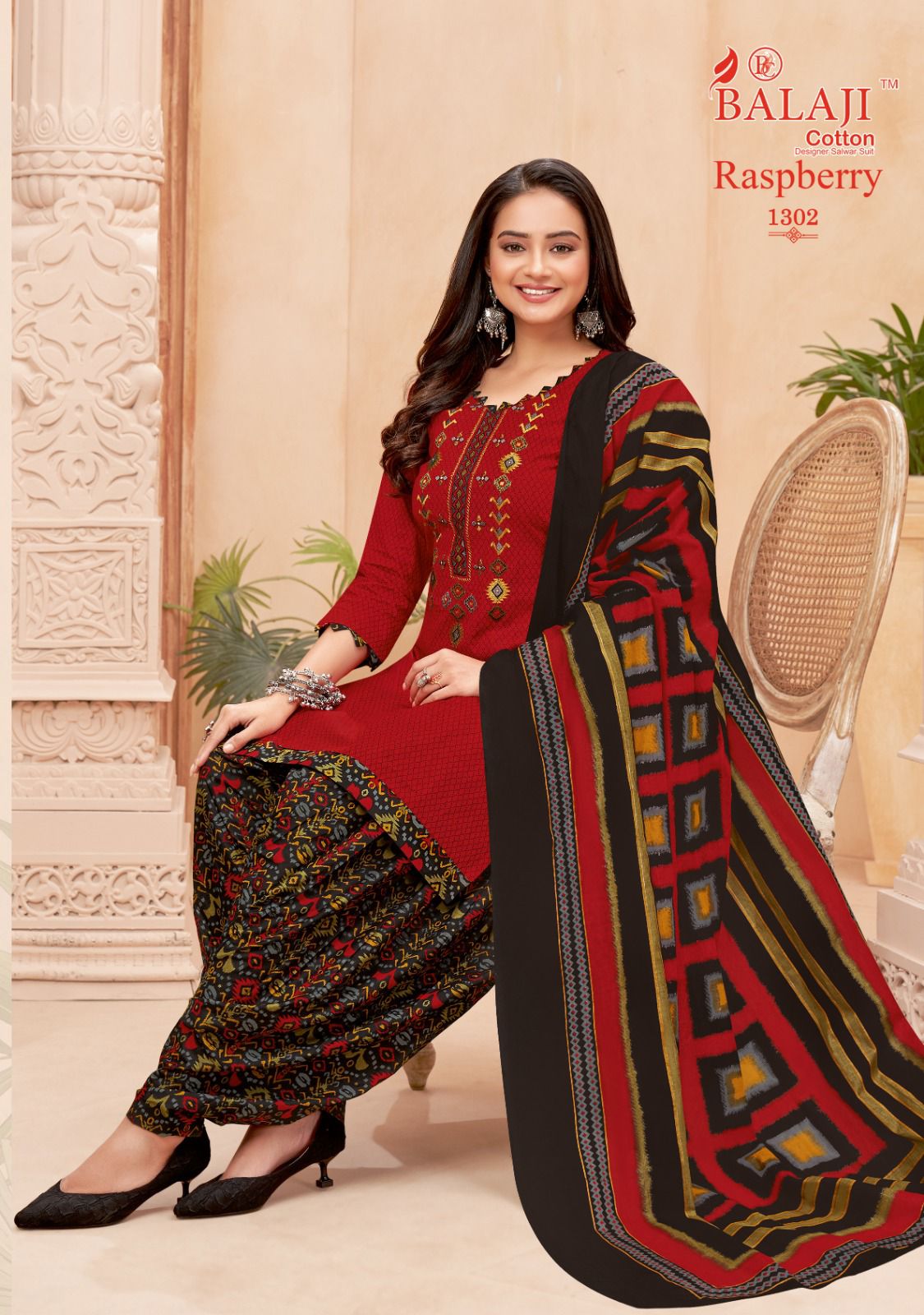 Balaji Raspberry Vol 13 Embroidery Cotton Dress Material
